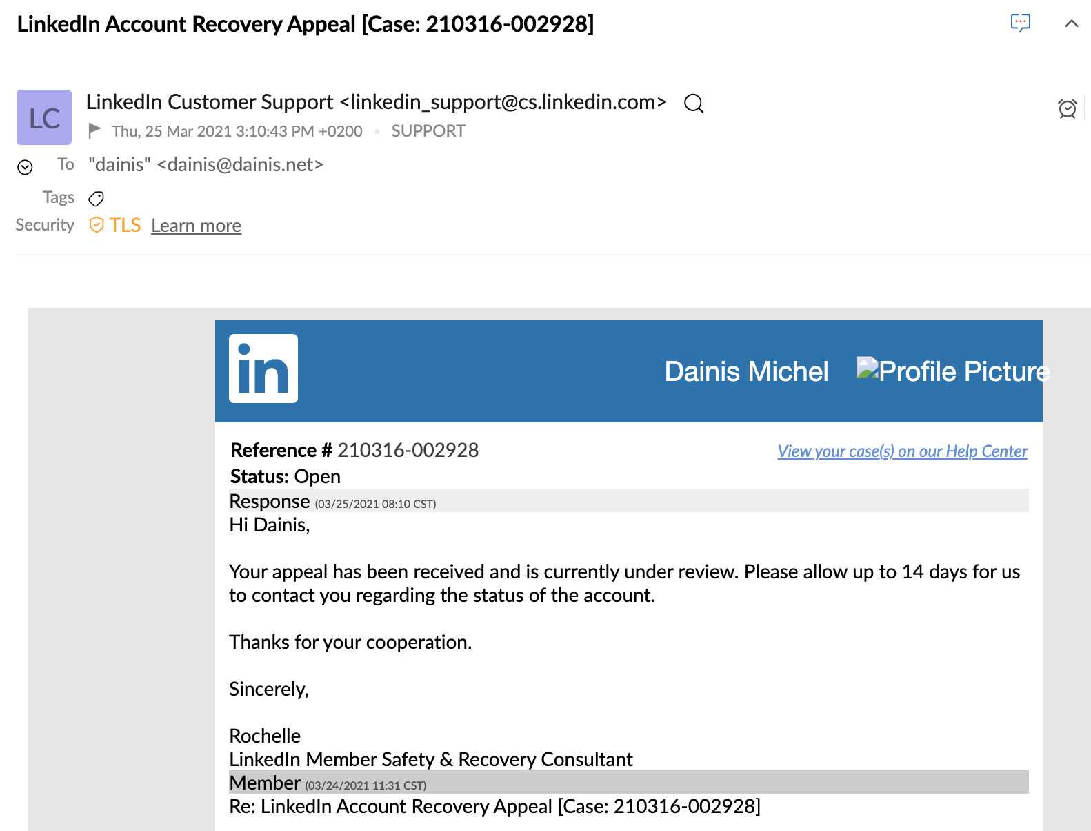 screenshot of email from LinkedIn