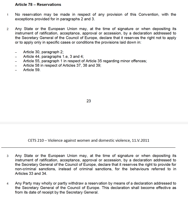 Article 78 – Reservations – dainis w michel